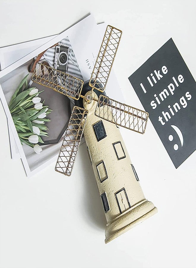 Jaugufiy Dutch Windmill Sculpture，Resin Windmill Piggy Bank，Ornament Coin Bank Coin Box Money Bank Decor Ornament Creative Piggy Bank Statue Resin Crafts for Table Bookshelf Cabinet Decoration(yellow) - Image 4